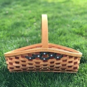 Red white and blue American flag basket